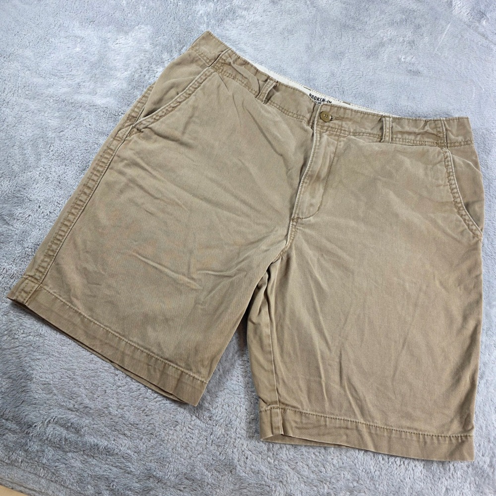 Old Navy Mens 38 Tan Khaki Shorts Broken-In Classic Length Cotton Chino